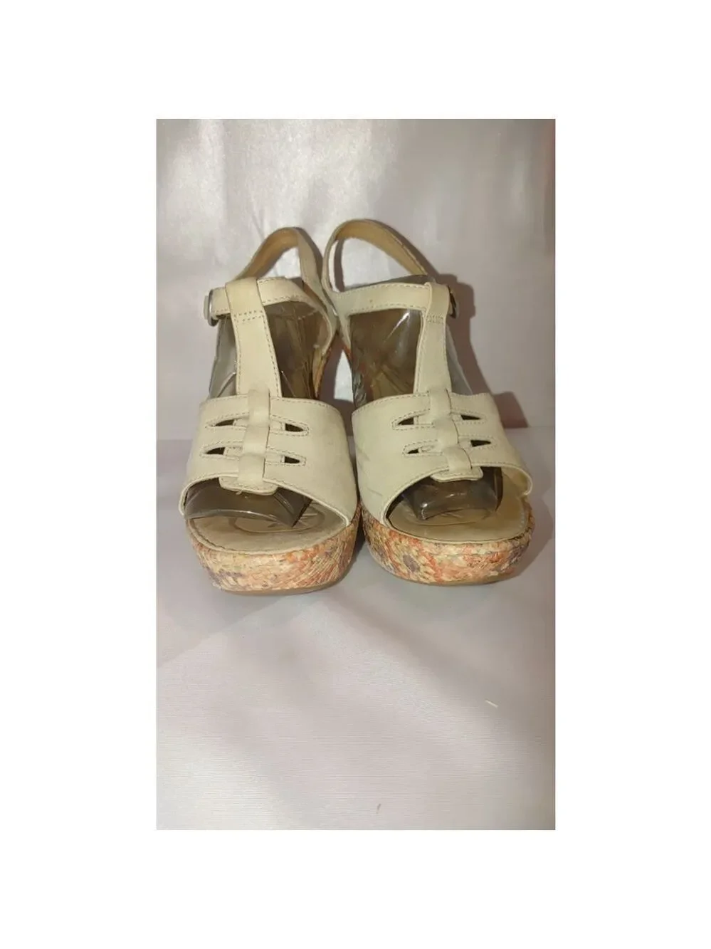 Born Rebecka Floral Cork Wedge Sandals Size 8